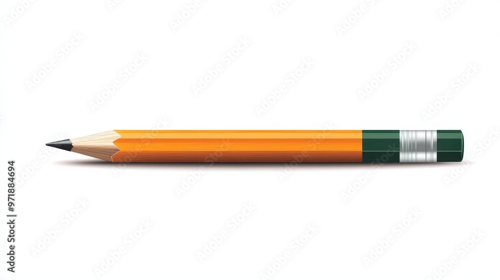 Clean and Simple Wooden Pencil Vector Illustration on White Background with Shadow Detail Clean and Simple Wooden Pencil Vector Illustration on White Background with Shadow Detail