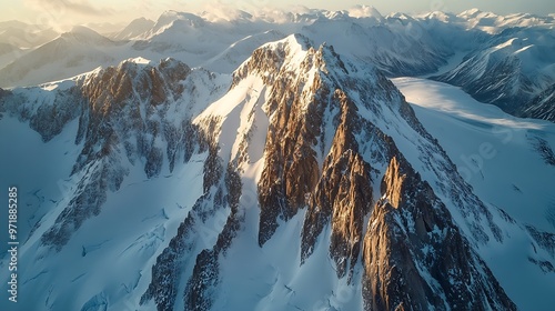 Aerial view of a mountain with a rock glacier near haines junction yukon canada : Generative AI photo