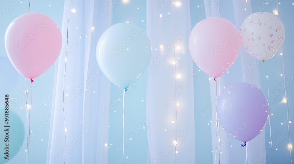 Festive Celebration Background with Balloons Festive Celebration Background with Balloons
