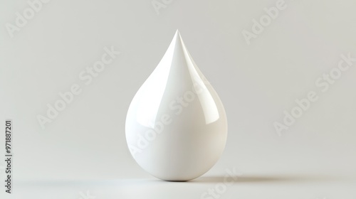 Isolated milk drop with smooth edges, set against a plain white background.