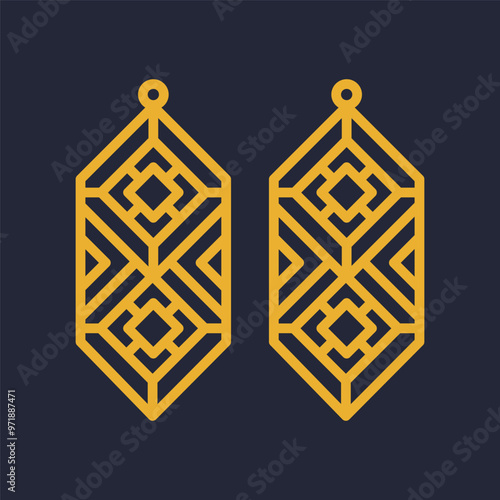 Vector geometric design for earring, pendant or keychain. Jewelry silhouette laser cut template. Cnc cutting with metal, wood or leather. Beautiful hanging bijouterie