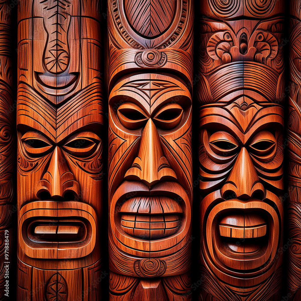 Wooden Tiki God Totem Statues Wooden Tiki God Totem Statues