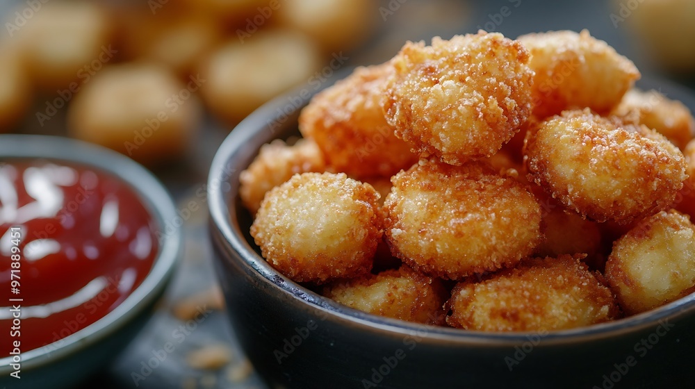 Junk food Crispy golden choclen nuggets with sauce : Generative AI Junk food Crispy golden choclen nuggets with sauce : Generative AI