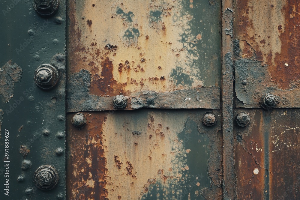 Rusty Metal Surface with Bolts and Flakes of Paint Rusty Metal Surface with Bolts and Flakes of Paint