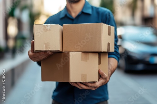 Delivery Man Carrying Parcels