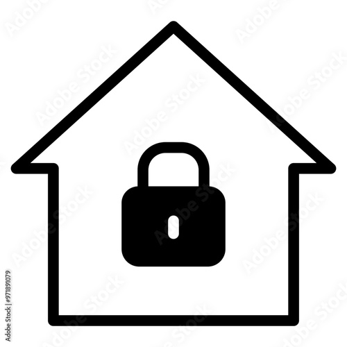 home protection, house with padlock icon