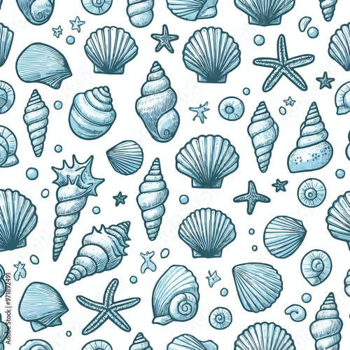 sea shells seamless pattern