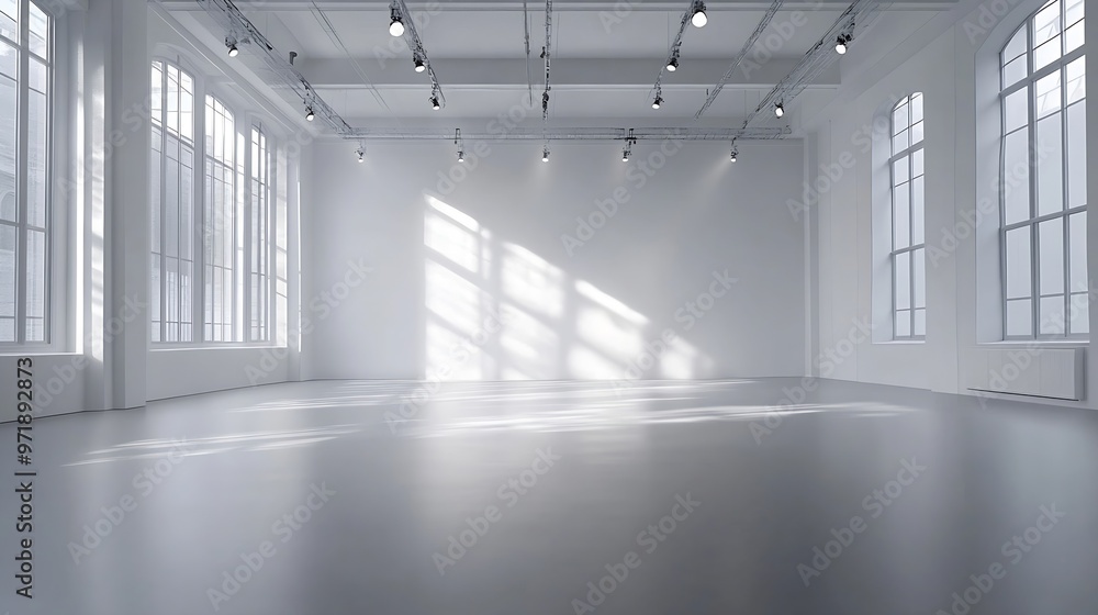 white room background white empty room with spotlights for products and design white studio room : Generative AI white room background white empty room with spotlights for products and design white studio room : Generative AI