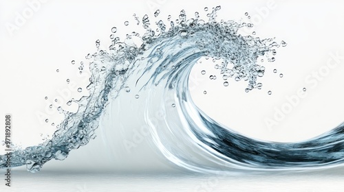 Water splashes and waves hitting a transparent wall digital concept white background creates a minimalist and cinematic effect