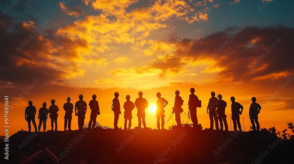 Silhouette of staff as a team to prepare to welcome the 2024Happy New Year 2024Construction 2024 concept : Generative AI Silhouette of staff as a team to prepare to welcome the 2024Happy New Year 2024Construction 2024 concept : Generative AI