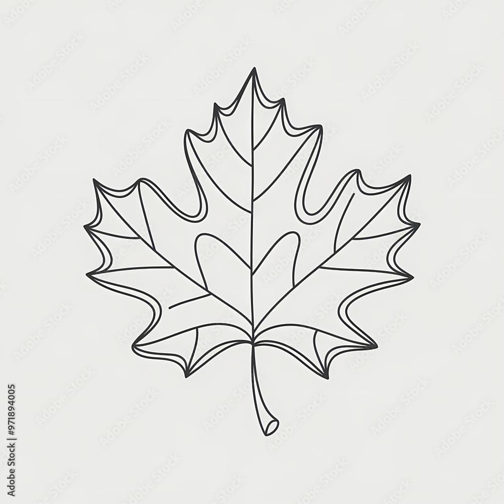 Fototapeta premium Minimalist Line Art Maple Leaf, isolated on white background