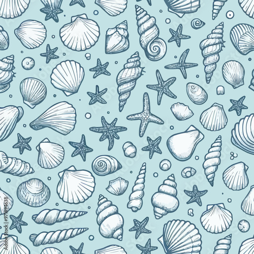 sea shells seamless pattern