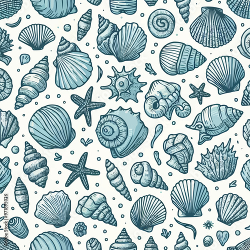 sea shells seamless pattern