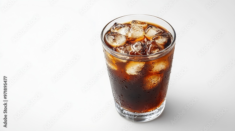 Americano ice coffee on white background with isolated styleready for drink : Generative AI Americano ice coffee on white background with isolated styleready for drink : Generative AI