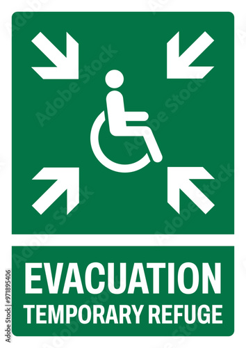 ISO emergency and first aid safety signs text variation_evacuation temporary refuge portrait size a4/a3/a2/a1	

