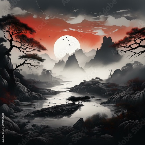 초현실적인 흑백 예술 작품, Surreal black and white art work