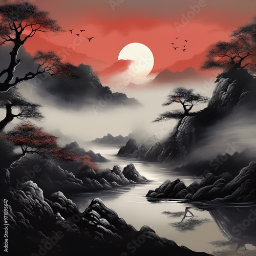 초현실적인 흑백 예술 작품, Surreal black and white art work