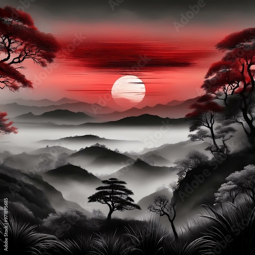 초현실적인 흑백 예술 작품, Surreal black and white art work