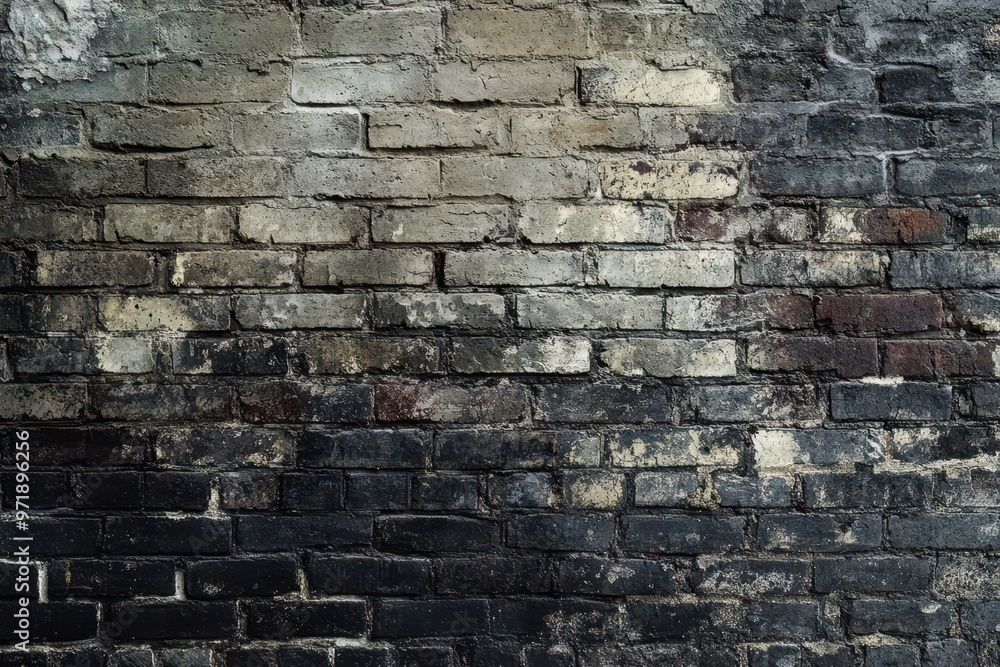 Fototapeta premium Weathered Brick Wall with Dark and Light Tones