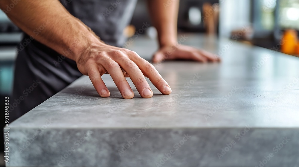 Man assembling new kitchen countertop : Generative AI Man assembling new kitchen countertop : Generative AI
