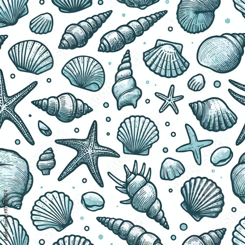 sea shells seamless pattern