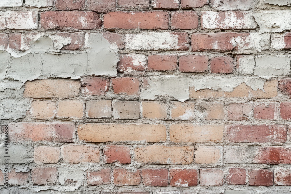 Obraz premium Weathered Brick Wall with Peeling Mortar