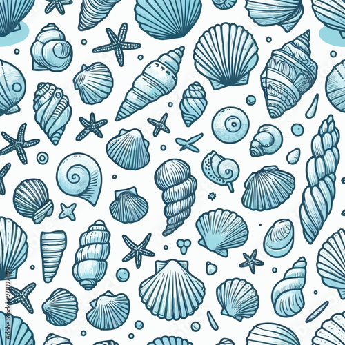 sea shells seamless pattern