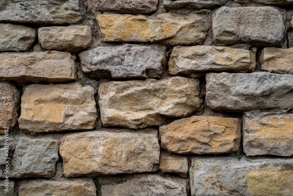 Close-Up View of a Rough Stone Wall Close-Up View of a Rough Stone Wall