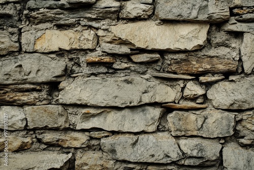 Weathered Stone Wall with Irregularly Shaped Rocks