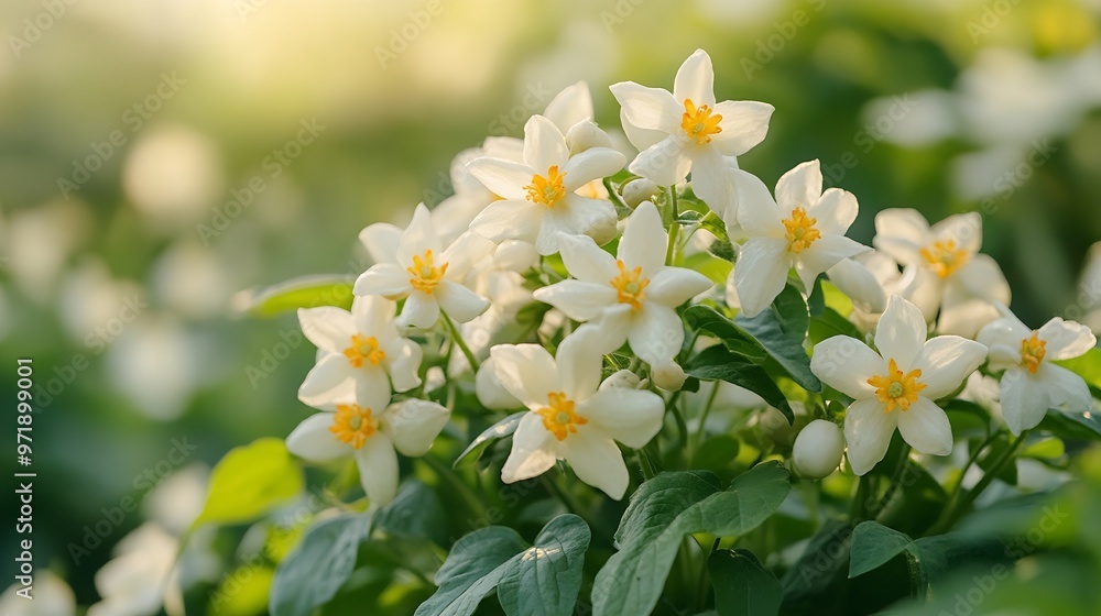 Fototapeta premium Potatoes flowers blossom flowering potato plant Close up organic vegetable flowers blossom growth in garden : Generative AI