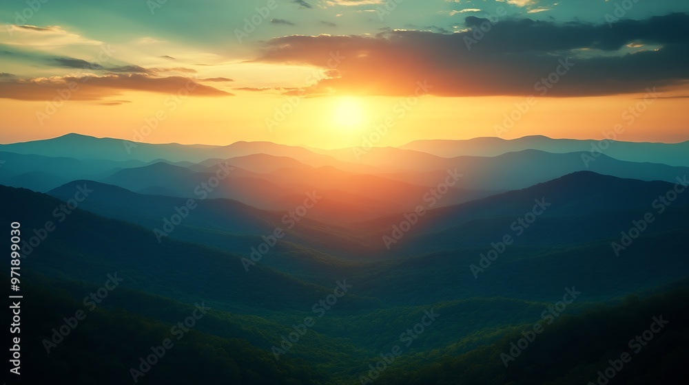 June Sunset over the Appalachian Mountains Shenandoah National Park Virginia USA Virginia : Generative AI June Sunset over the Appalachian Mountains Shenandoah National Park Virginia USA Virginia : Generative AI