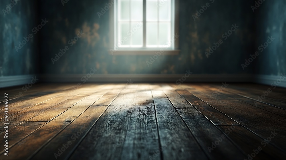 Empty room with wooden floor : Generative AI Empty room with wooden floor : Generative AI