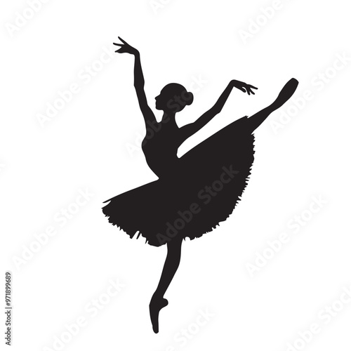 Silhouette of a ballerina mid-pirouette vector on a white background