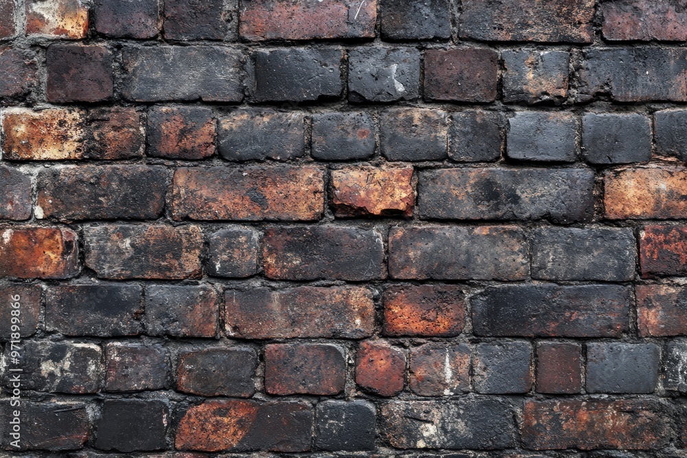 Obraz premium Weathered Brick Wall with Dark Mortar