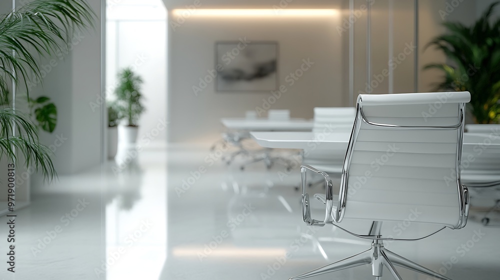 Interior of a modern home office small office start up business white conference room : Generative AI Interior of a modern home office small office start up business white conference room : Generative AI