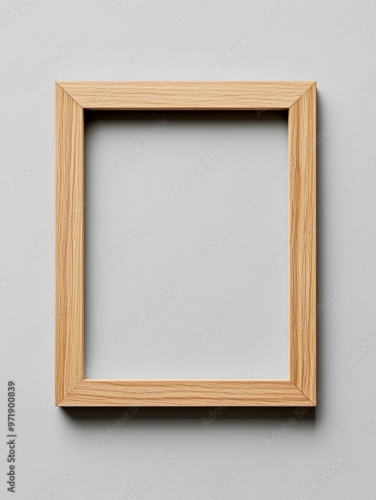 A minimalist wooden frame on a light background, perfect for displaying artwork or photographs with a clean aesthetic. A minimalist wooden frame on a light background, perfect for displaying artwork or photographs with a clean aesthetic.