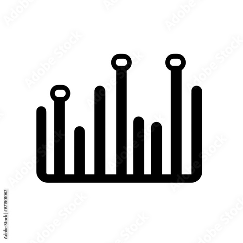 This icon illustrates data visualization with vertical bars of different heights, symbolizing statistical analysis in a clean and minimalist style