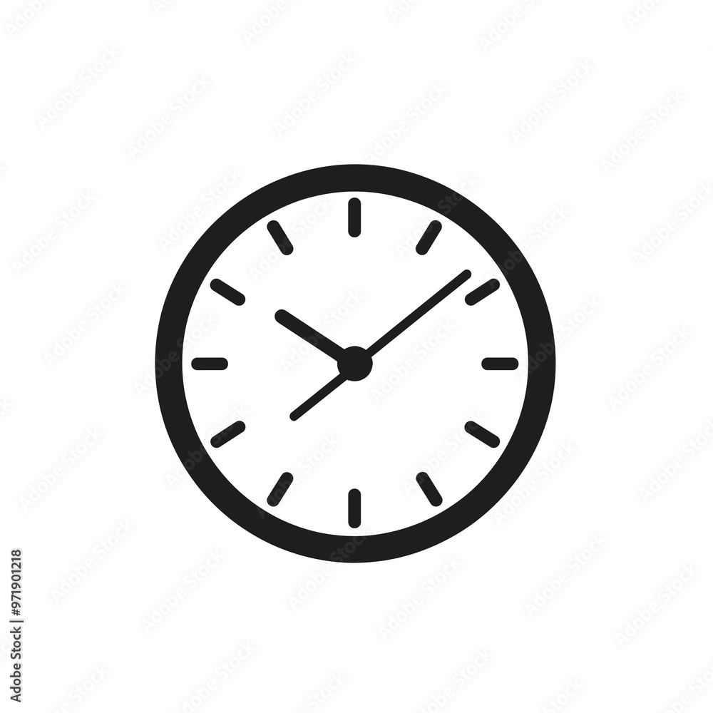 A minimalist clock icon showcasing a round face with clear markers for hours and minutes, emphasizing contemporary design and simplicity A minimalist clock icon showcasing a round face with clear markers for hours and minutes, emphasizing contemporary design and simplicity