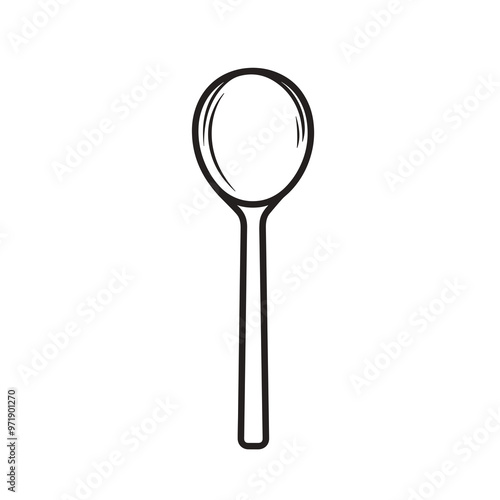 A minimalistic representation of a wooden spoon, ideal for illustrating cooking techniques, kitchenware designs, or culinary art in various formats