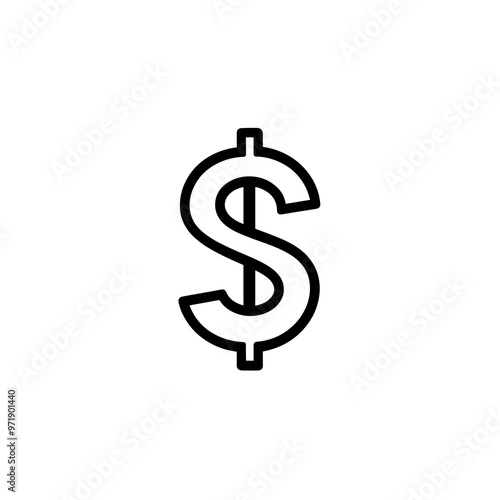 A simple dollar sign icon illustrates the concept of monetary value and finance, ideal for use in presentations, websites, and financial materials