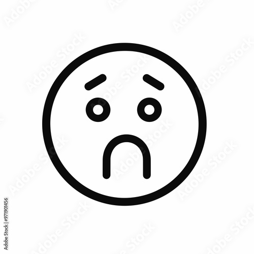 This icon depicts a sad face with downturned eyebrows and a frown, conveying emotions of unhappiness and disappointment in a clear, minimal style