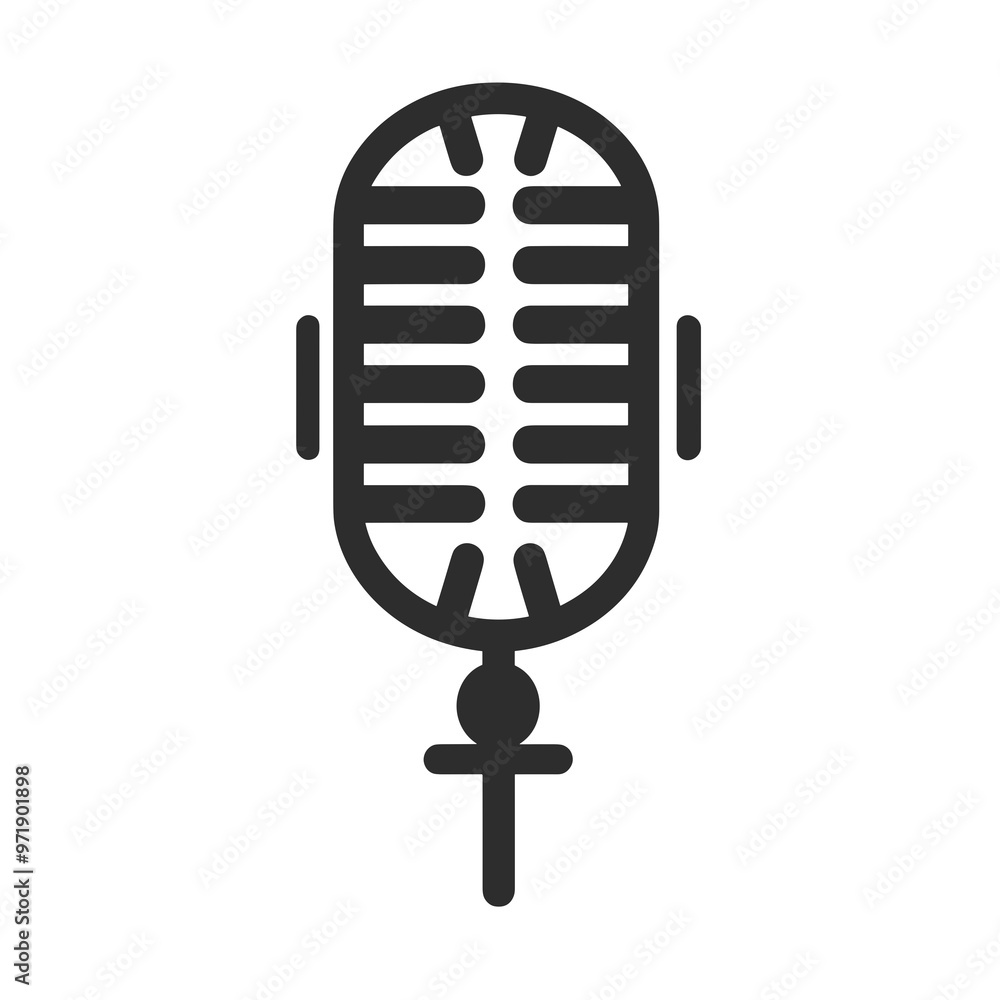 This retro-style microphone features a classic design, making it an ideal symbol for music, audio production, and broadcasting initiatives in various contexts This retro-style microphone features a classic design, making it an ideal symbol for music, audio production, and broadcasting initiatives in various contexts