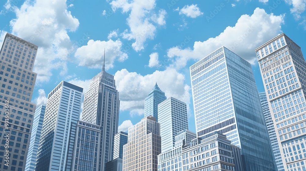 Modern Skyscrapers Under a Partly Cloudy Sky Modern Skyscrapers Under a Partly Cloudy Sky