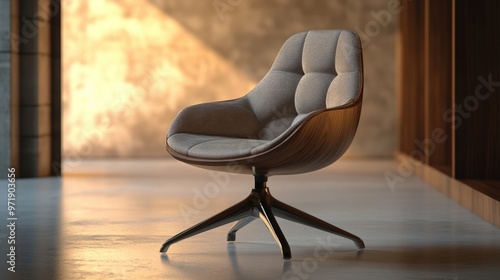 Elegant ergonomic chair with a polished wooden base and comfortable upholstery