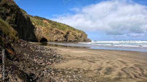 Bethells Cave, a dramatic sea cave located on Bethells Beach, also known as Te Henga Beach, on the Waitakere Coast of New Zealand photo