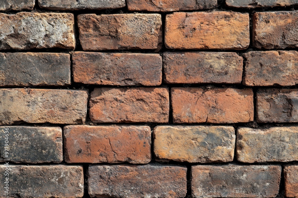 Weathered Brick Wall with Irregular Mortar Lines Weathered Brick Wall with Irregular Mortar Lines