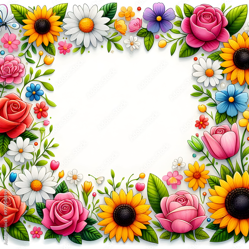 a frame with flowers. a frame with flowers.