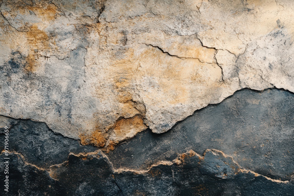 Obraz premium Close-Up of Weathered Cracked Concrete Wall