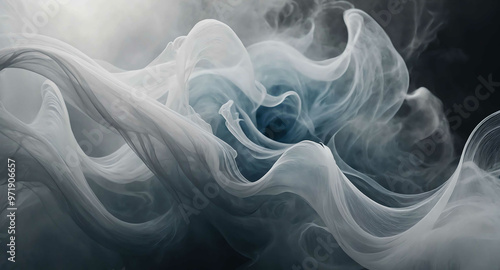 Ghostly white mist swirling shapes abstract background