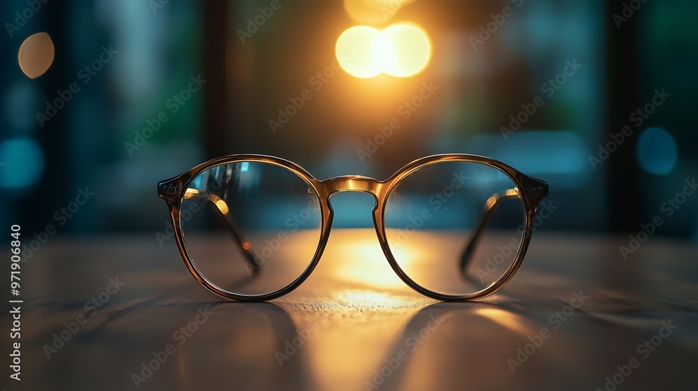 glasses against tables of brown color : Generative AI glasses against tables of brown color : Generative AI